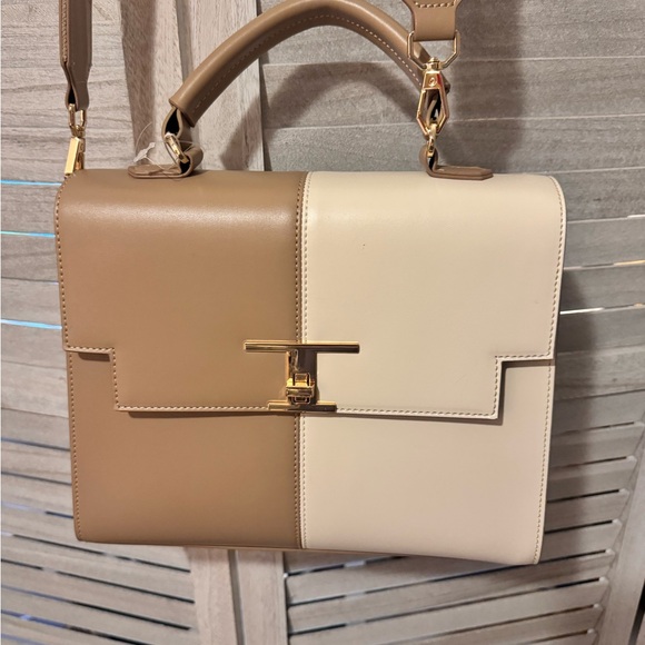 Trina Turk Leather Top Handle Satchel Handbag With Crossbody Strap NWT - Picture 2 of 11